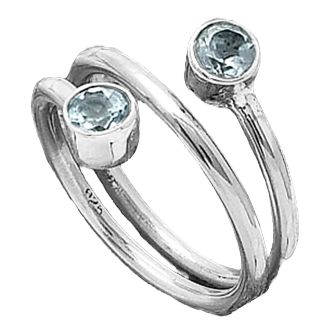 Blue Topaz Two Stone Sterling Silver Wrap Ring - Keja Designs Jewelry