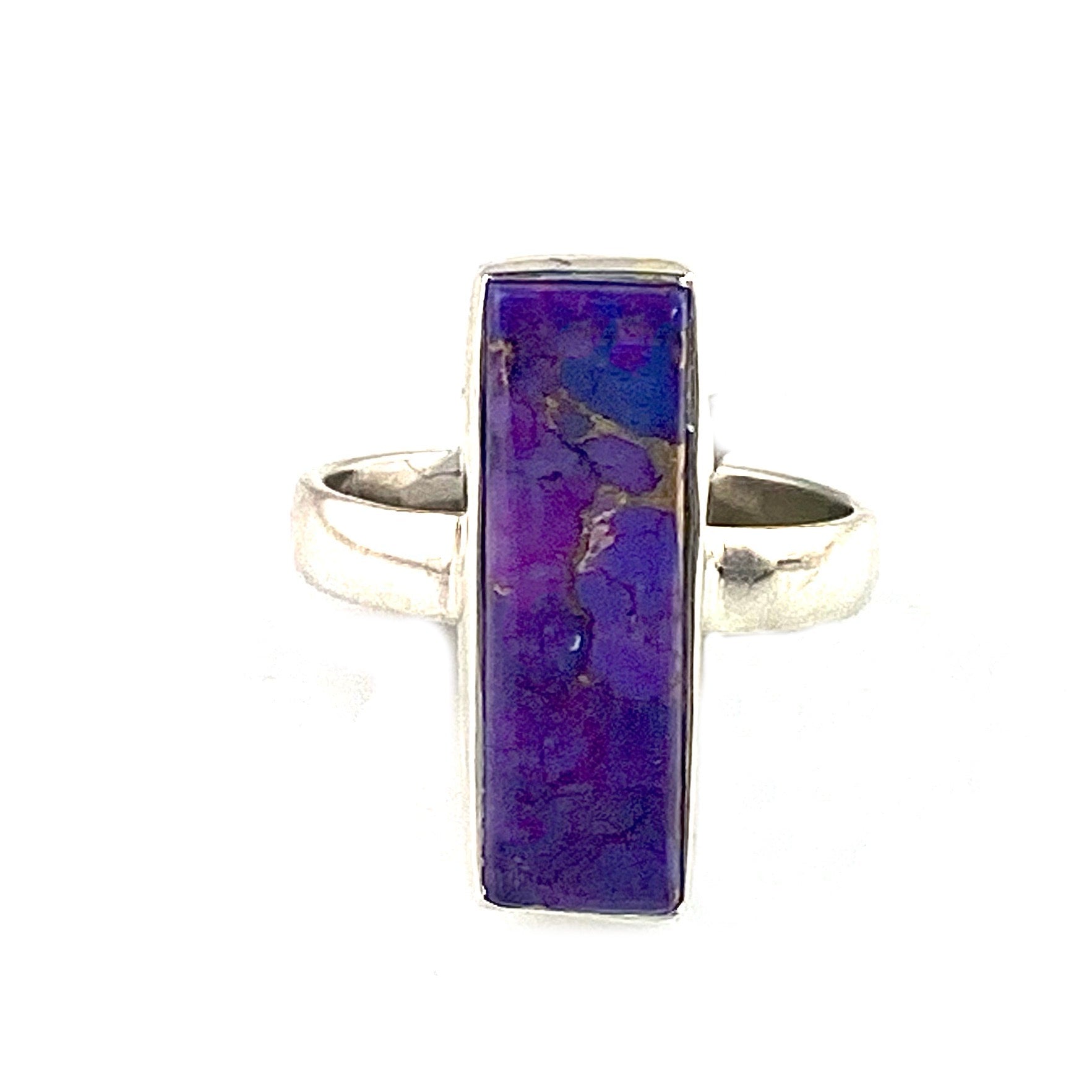 Purple Copper Turquoise Sterling Silver Oblong Ring - Keja Designs Jewelry