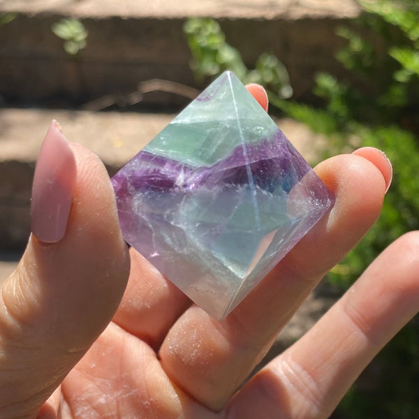Fluorite Diamond Polished Stones, Choose Size, Rainbow Fluorite for Décor or Crystal Grids - Keja Designs Jewelry