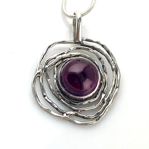Garnet Sterling Silver Nest Pendant - Keja Designs Jewelry