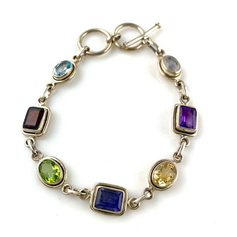 Multi Gemstone Sterling Silver Bracelet - Keja Designs Jewelry