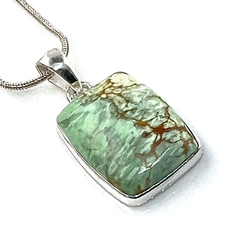 Variscite Sterling Silver Rectangular Pendant - Keja Designs Jewelry