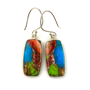 Multi-Turquoise Sterling Silver Tablet Earrings - Keja Designs Jewelry