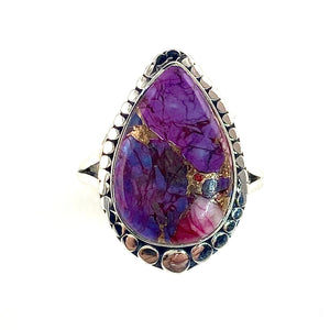 Purple Copper Turquoise Sterling Silver Ring - Keja Designs Jewelry