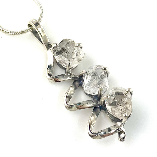 Herkimer Diamond Sterling Silver Ribbon Pendant - Keja Designs Jewelry