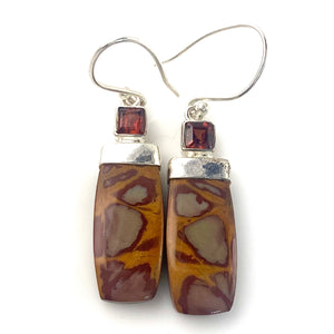 Noreena Jasper & Garnet Sterling Silver Tablet Earrings - Keja Designs Jewelry