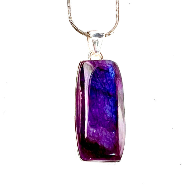 Red Flash Labradorite Sterling Silver Oblong Pendant - Keja Designs Jewelry