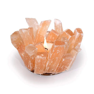 Peach Slenite Candle Holder