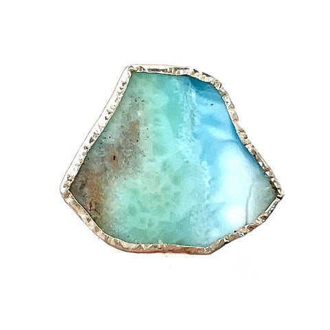 Larimar Raw Slice Sterling Silver Ring - Keja Designs Jewelry