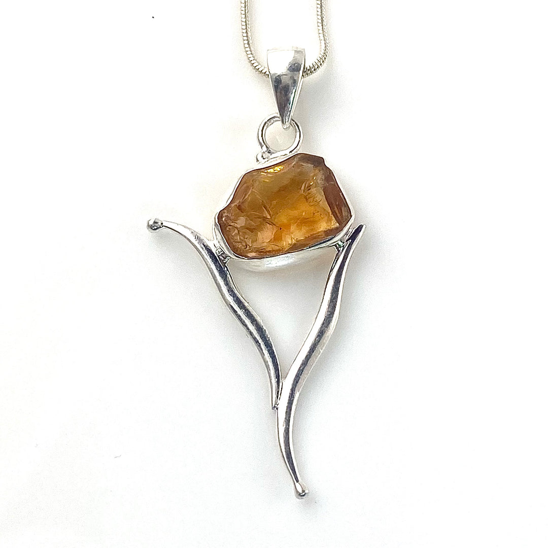 Citrine Rough Sterling Silver Vortex Pendant - Keja Designs Jewelry