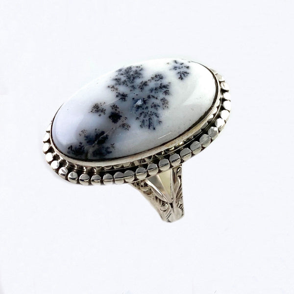 Dendritic Opal Sterling Silver Oval Ring - Keja Designs Jewelry