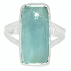 Aquamarine Sterling Silver Oblong Ring - Keja Designs Jewelry