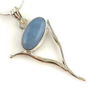 Angelite Sterling Silver Wishbone Pendant - Keja Designs Jewelry