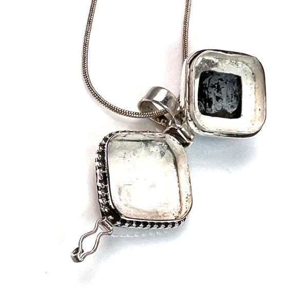 Hematite Poison Sterling Silver Locket Pendant - Keja Designs Jewelry