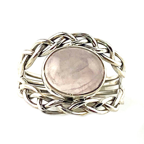 Rose Quartz Sterling Silver Chain Reaction Ring - Keja Designs Jewelry