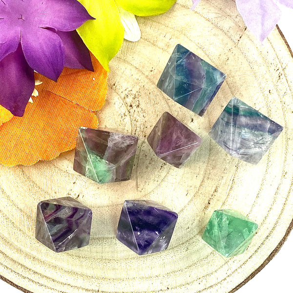 Fluorite Diamond Polished Stones, Choose Size, Rainbow Fluorite for Décor or Crystal Grids - Keja Designs Jewelry