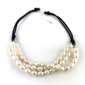 Pearls of Wisdom Leather Necklace - Keja Designs Jewelry