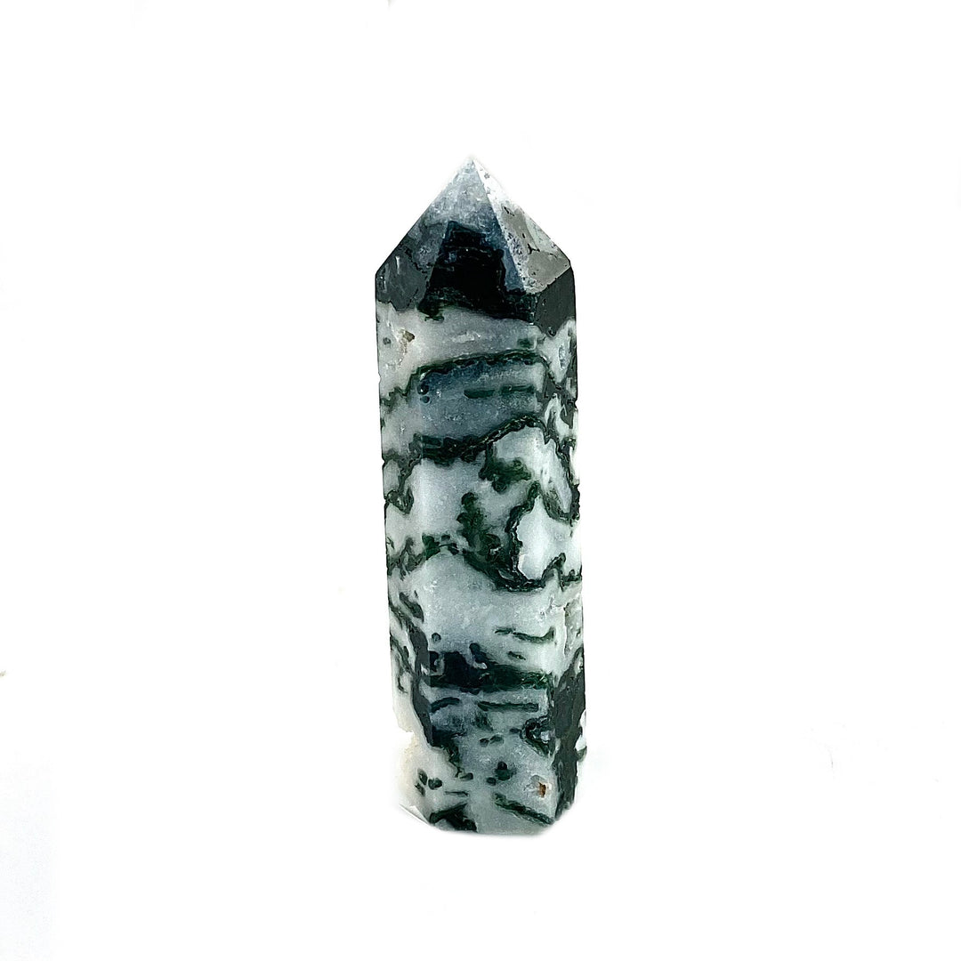 Natural Moss Agate Crystal Tower Obelisks, Healing Crystals, miss Agate for Décor - Keja Designs Jewelry
