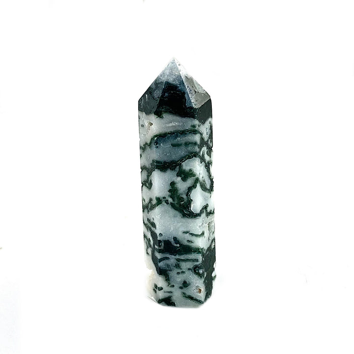 Natural Moss Agate Crystal Tower Obelisks, Healing Crystals, miss Agate for Décor - Keja Designs Jewelry