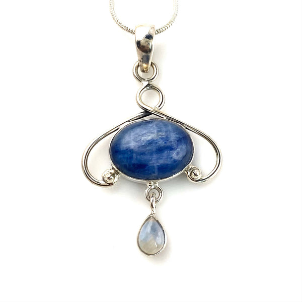 Kyanite & Moonstone Sterling Silver Moonlit Pendant - Keja Designs Jewelry