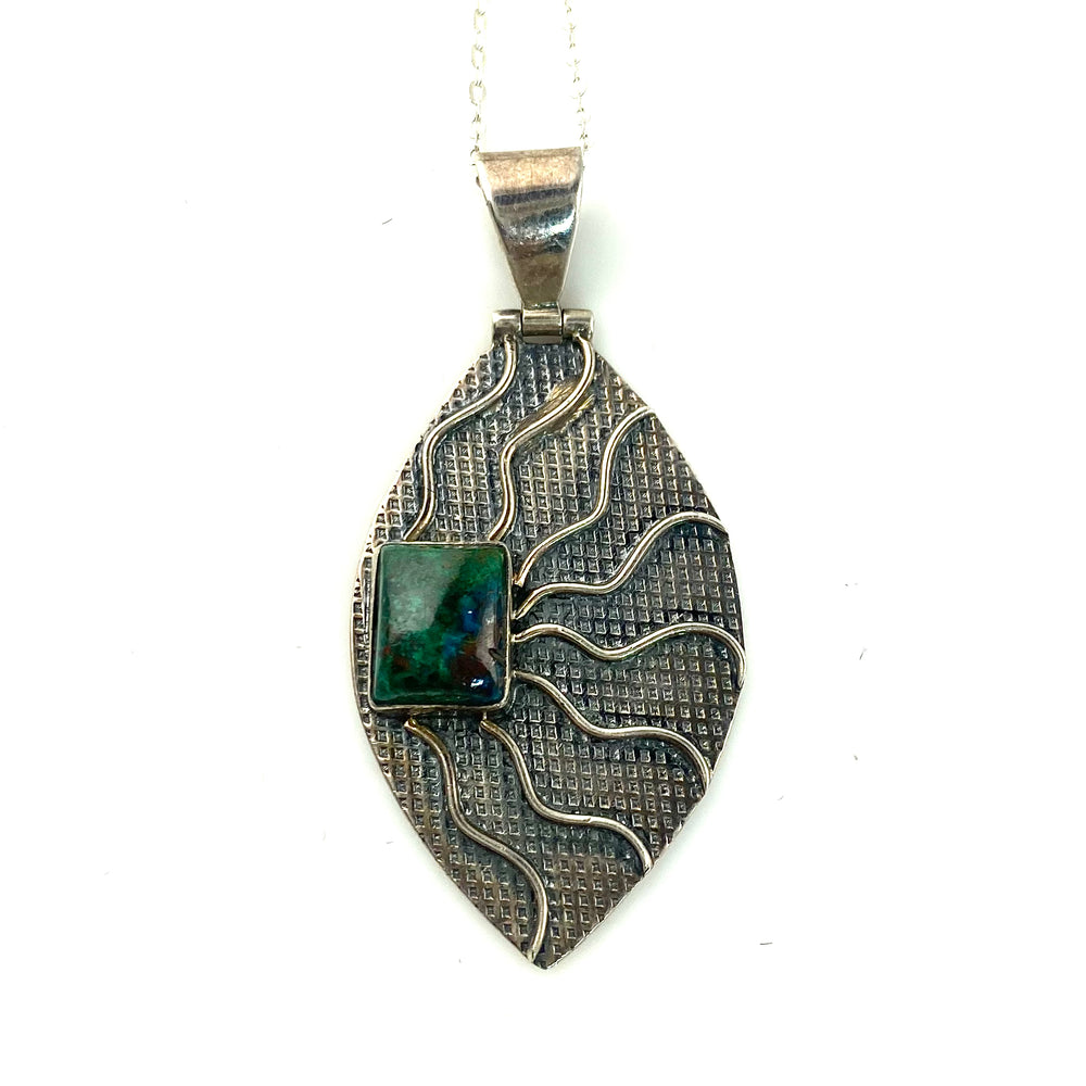 Chrysocolla Sterling Silver Pendant - Keja Designs Jewelry