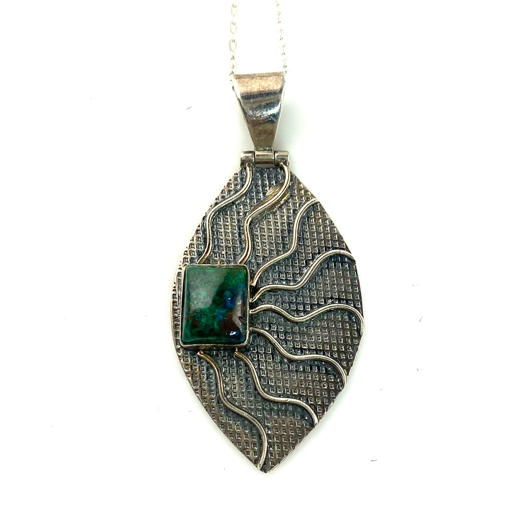Chrysocolla Sterling Silver Pendant - Keja Designs Jewelry