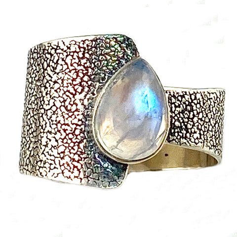 Moonstone Sterling Silver Two Halves Ring - Keja Designs Jewelry