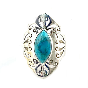 Turquoise Cut Out Filigree Sterling Silver Ring - Keja Designs Jewelry
