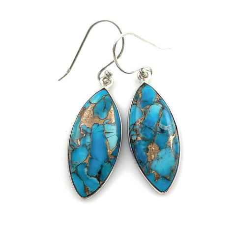 Blue Copper Turquoise Sterling Silver Earrings - Keja Designs Jewelry
