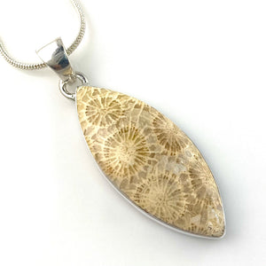 Fossilized Coral Sterling Silver Ancient Garden Pendant - Keja Designs Jewelry