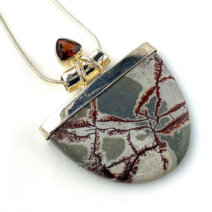 Garnet & Sonora Dendritic Sterling Silver Pendant - Keja Designs Jewelry