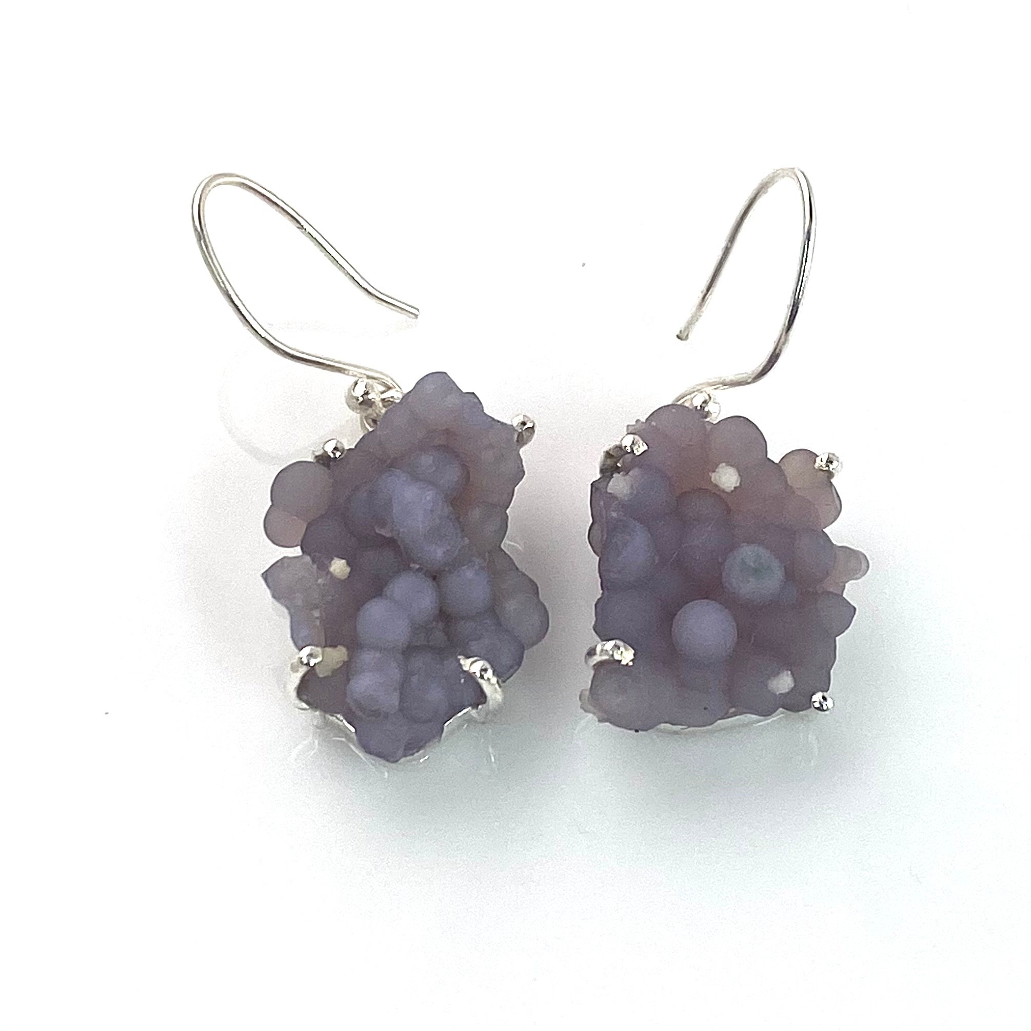Grape Agate Rough Cluster Sterling Silver Earrings - Keja Designs Jewelry