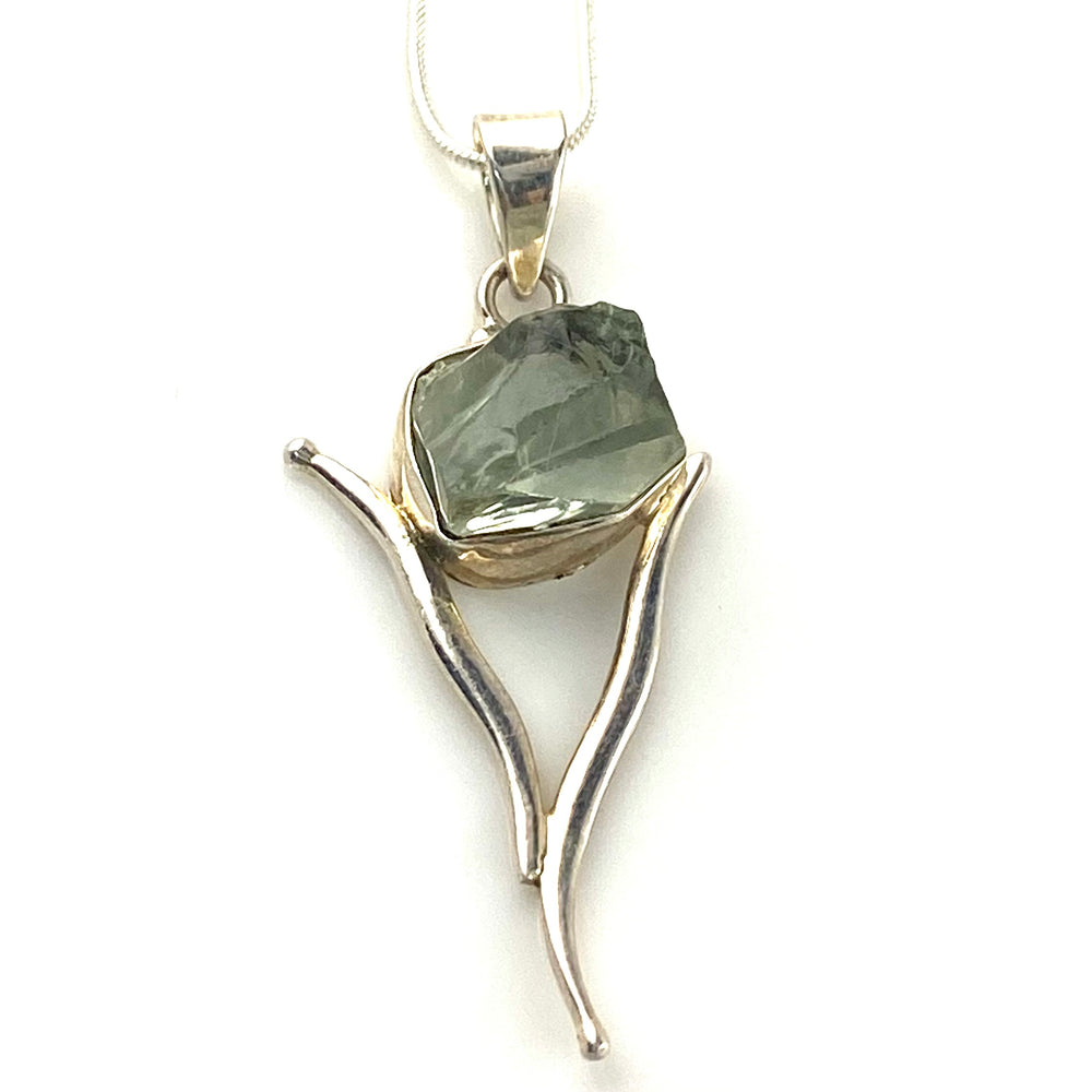 Prasiolite Rough Sterling Silver Vortex Pendant - Keja Designs Jewelry