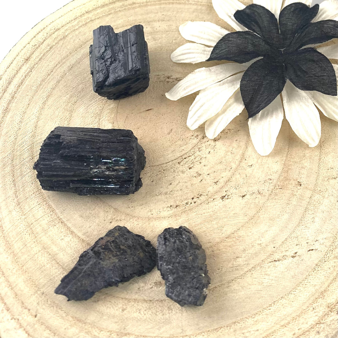 Black Tourmaline Rough Chunk Stones, Choose Quantity, Choose Size, Raw Tourmaline for Décor or Crystal Grids - Keja Designs Jewelry