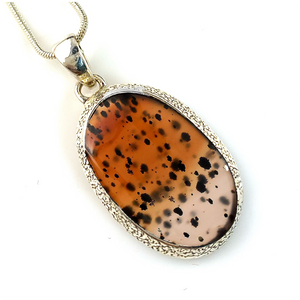 Montana Agate Sterling Silver Framed Pendant - Keja Designs Jewelry