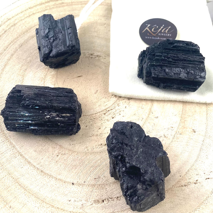 Black Tourmaline Rough Chunk Stones, Choose Quantity, Choose Size, Raw Tourmaline for Décor or Crystal Grids - Keja Designs Jewelry