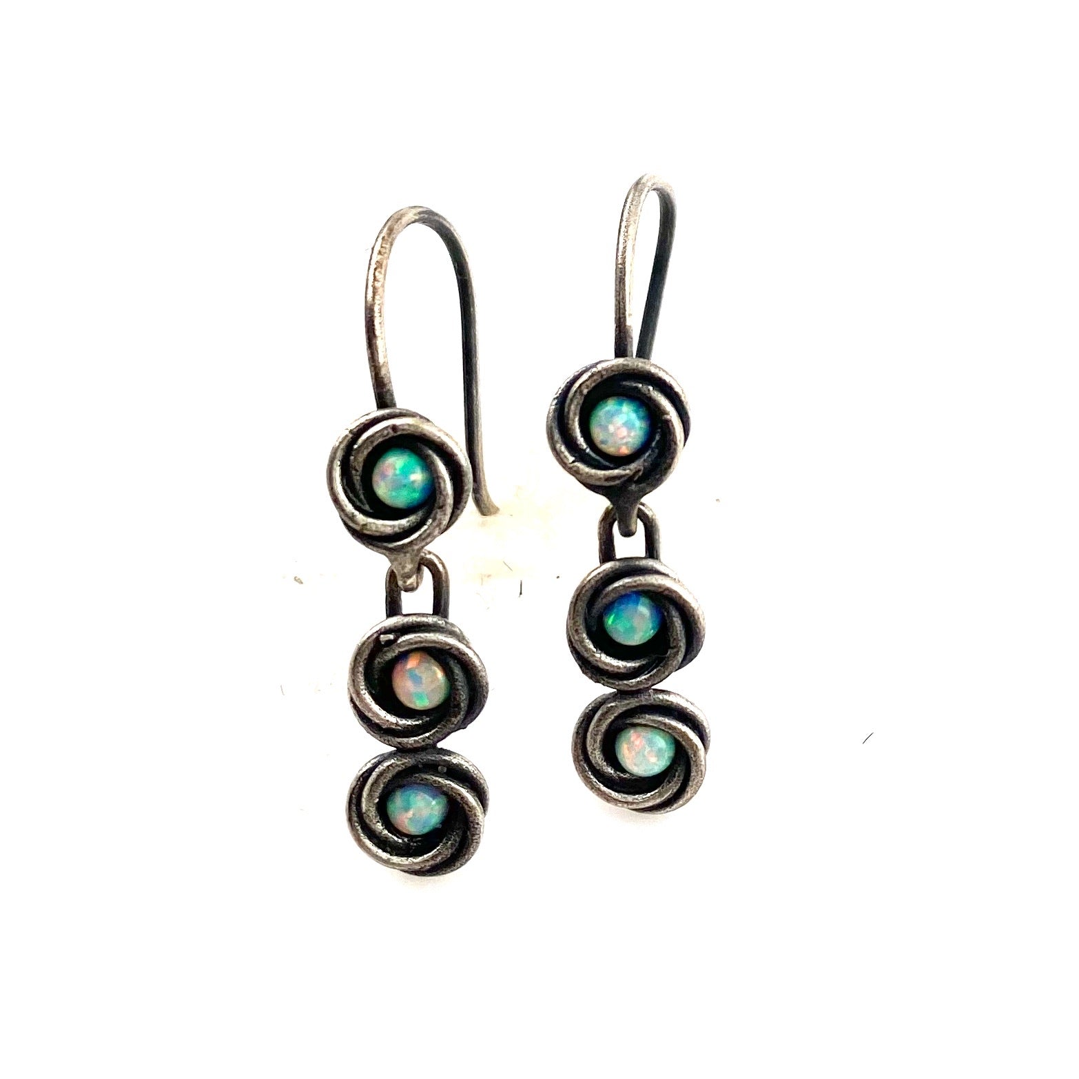 Fire Opal Textured Sterling Silver Earrings - Keja Designs Jewelry