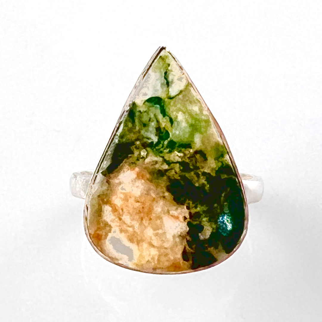Fuschite in Quartz Sterling Silver Pear Ring - Keja Designs Jewelry
