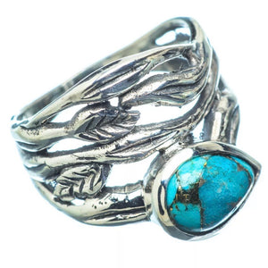 Blue Copper Turquoise Sterling Silver Vine Ring - Keja Designs Jewelry
