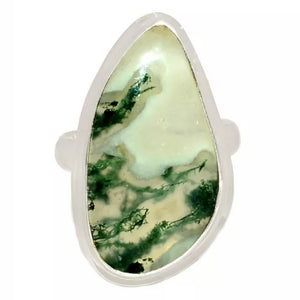 Moss Agate Sterling Silver Ring - Keja Designs Jewelry