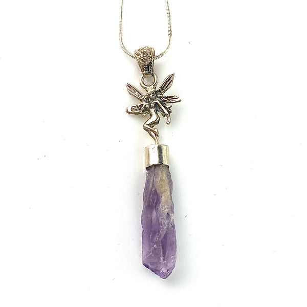 Amethyst Dragon's Tooth Sterling Silver "Fairy" Pendant - Keja Designs Jewelry