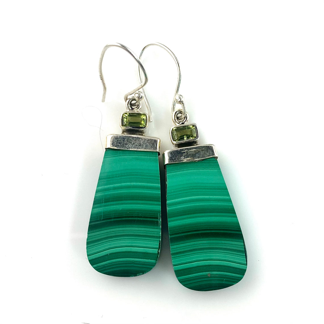 Peridot & Malachite Sterling Silver Earrings - Keja Designs Jewelry