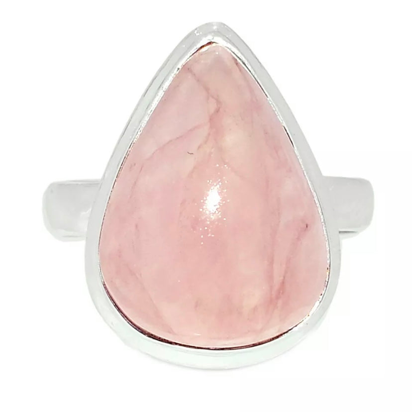 Rose Quartz - Pretty in Pink - Sterling Silver Fat Pear Ring - Keja Designs Jewelry