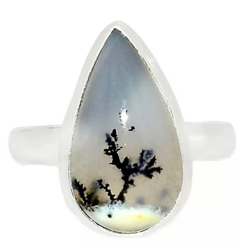 Dendritic Opal Sterling Silver Winter Scene Ring - Keja Designs Jewelry