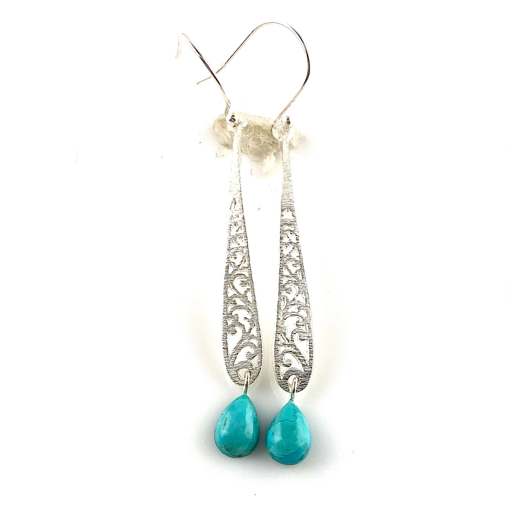Turquoise Sterling Silver Filigree Earrings - Keja Designs Jewelry