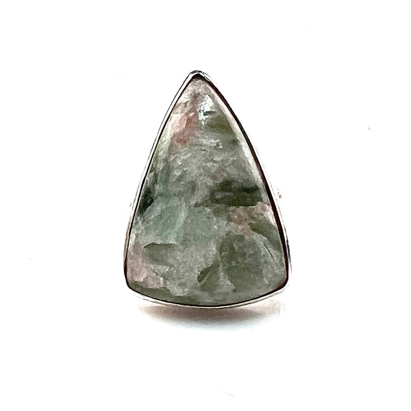 Green & Pink Scolecite Crystal Sterling Silver Adjustable Ring - Keja Designs Jewelry