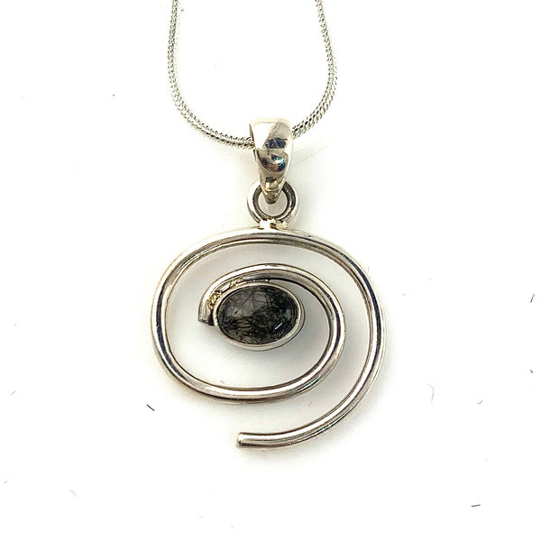 Tourmalated Quartz Sterling Silver Solstice Pendant - Keja Designs Jewelry