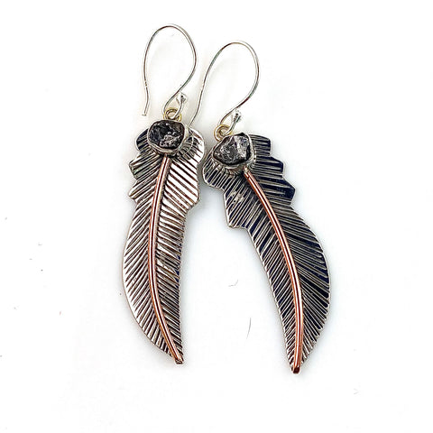 Campo de Cielo Sterling Silver & Copper Feather Earrings - Keja Designs Jewelry