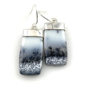 Dendritic Opal Rectangular Sterling Silver Earrings - Keja Designs Jewelry