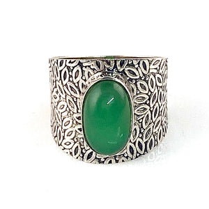 Chrysoprase Sterling Silver Band Ring - Keja Designs Jewelry
